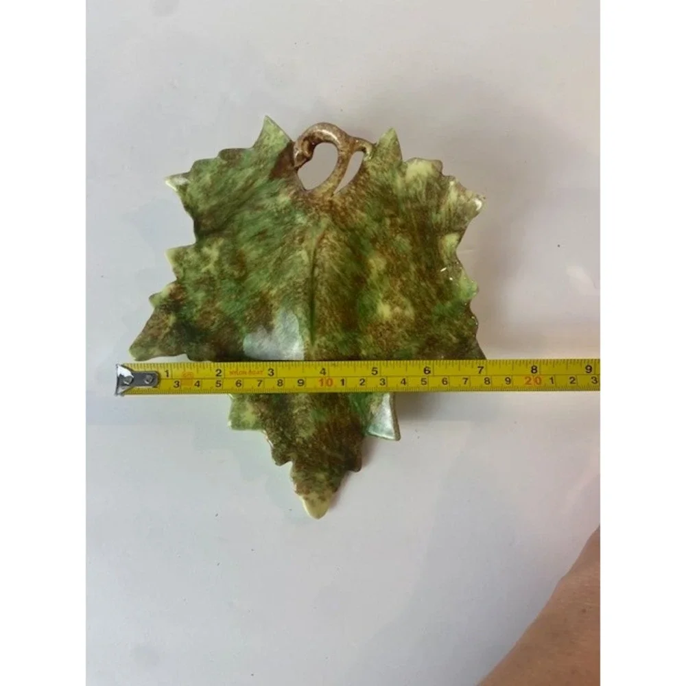 Mid Century Jamieson Ceramics Pottery Green Brown Drip Glaze Leaf Wall Pocket